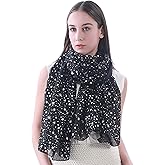 Silver Gold Glitter Shimmer Sparkle Foil Star Print Women's Scarf Shawl Wrap Lightweight