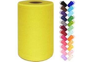 ABLEME DECO Tulle Fabric Rolls 6 Inch by 100 Yards (300 ft) Tulle Ribbon Netting Spool for Tutu Skirt Wedding Baby Shower Birthday Party Decorations Gift Wrapping DIY Crafts, 28 Colors (Yellow)