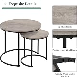 Yaheetech Round Nesting Coffee Table Set 2 with Metal Frame Grey 60x60x50.5cm view 5