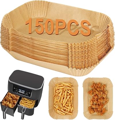 BYKITCHEN 150 Pcs Air Fryer Liners for Ninja Dual AF300UK AF400UK 9.5L