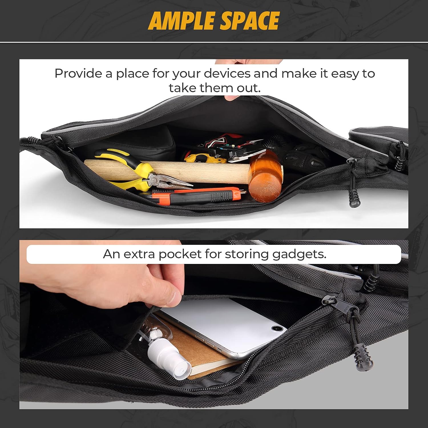 Kemimoto PRO XP Door Bags, RZR Front Storage Bags PVC Water Resistant Compatible With 2020 2021 2022 RZR PRO XP Black: Automotive