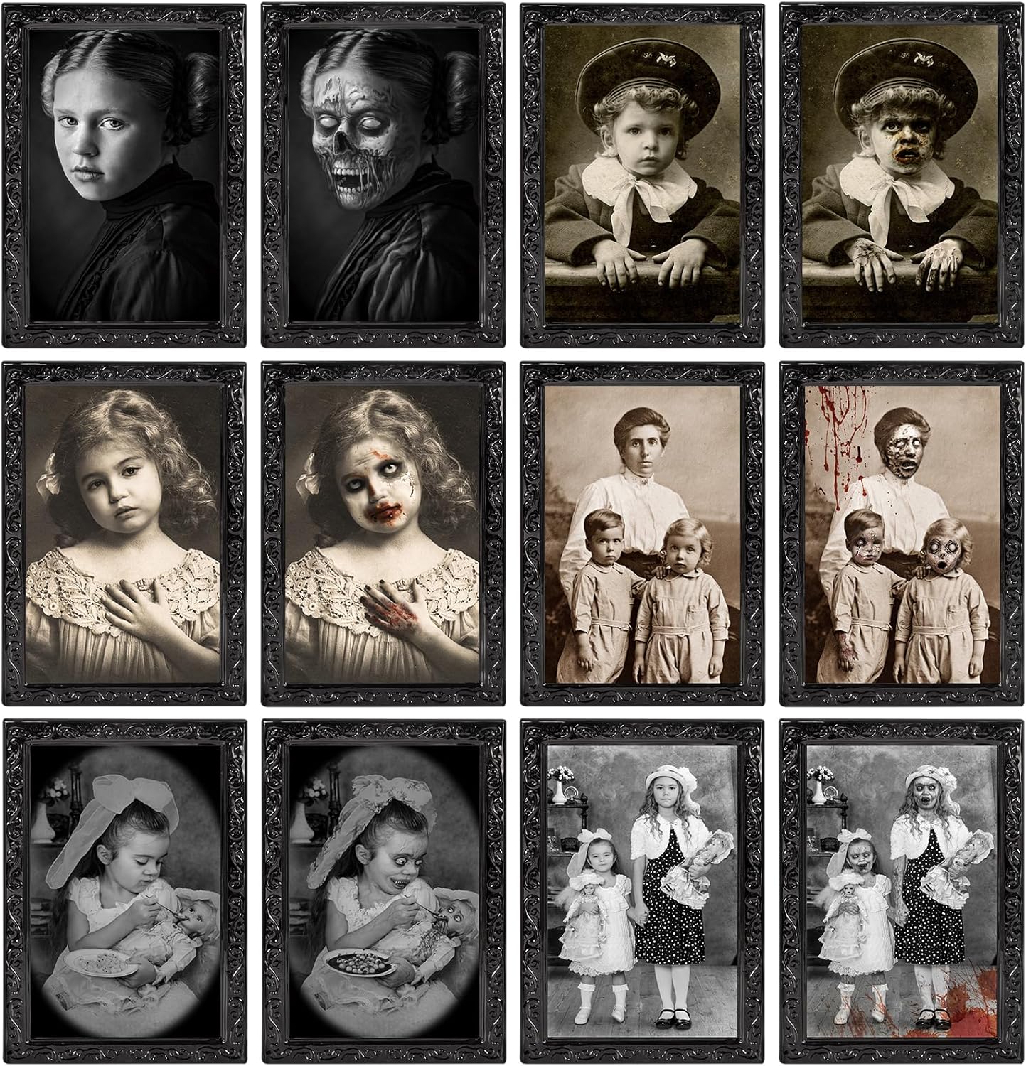 Photo Albums, Frames & Accessories - Scary Halloween Party Decoration Indoor Home Wall Decor 3D Changing Face Moving Picture Frame Portrait for Horror Halloween Party Supplies Castle Haunted House Decor(Style D, 6 Pack)