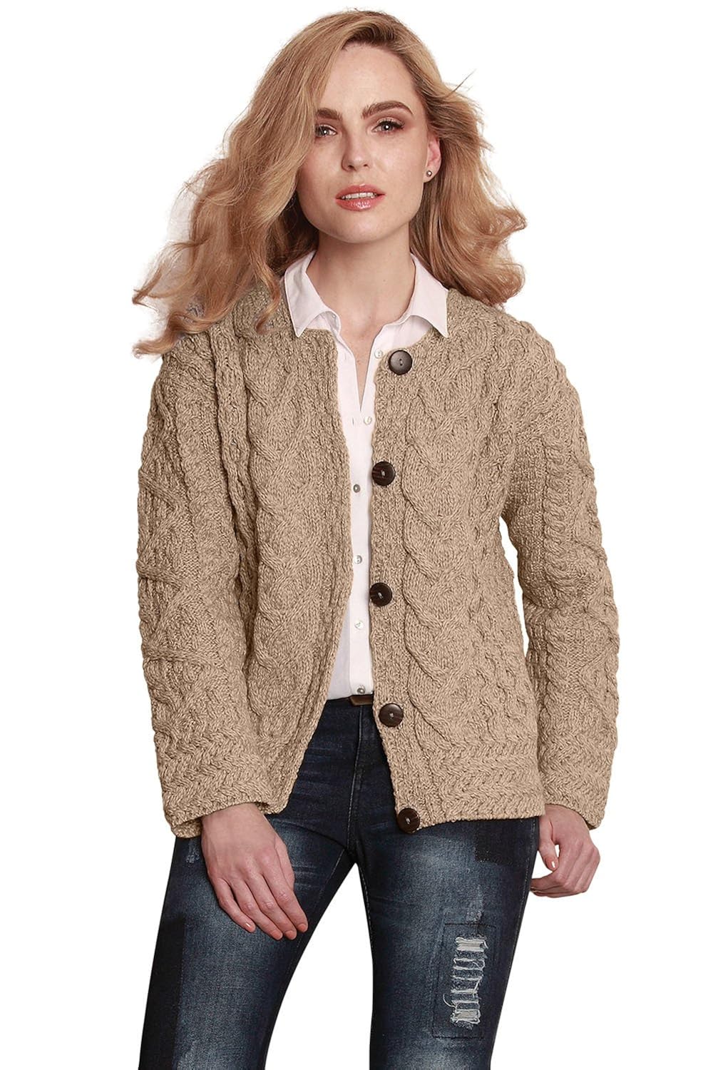 Carraig Donn Ladies Irish Merino Wool Cardigan Made in Ireland at
