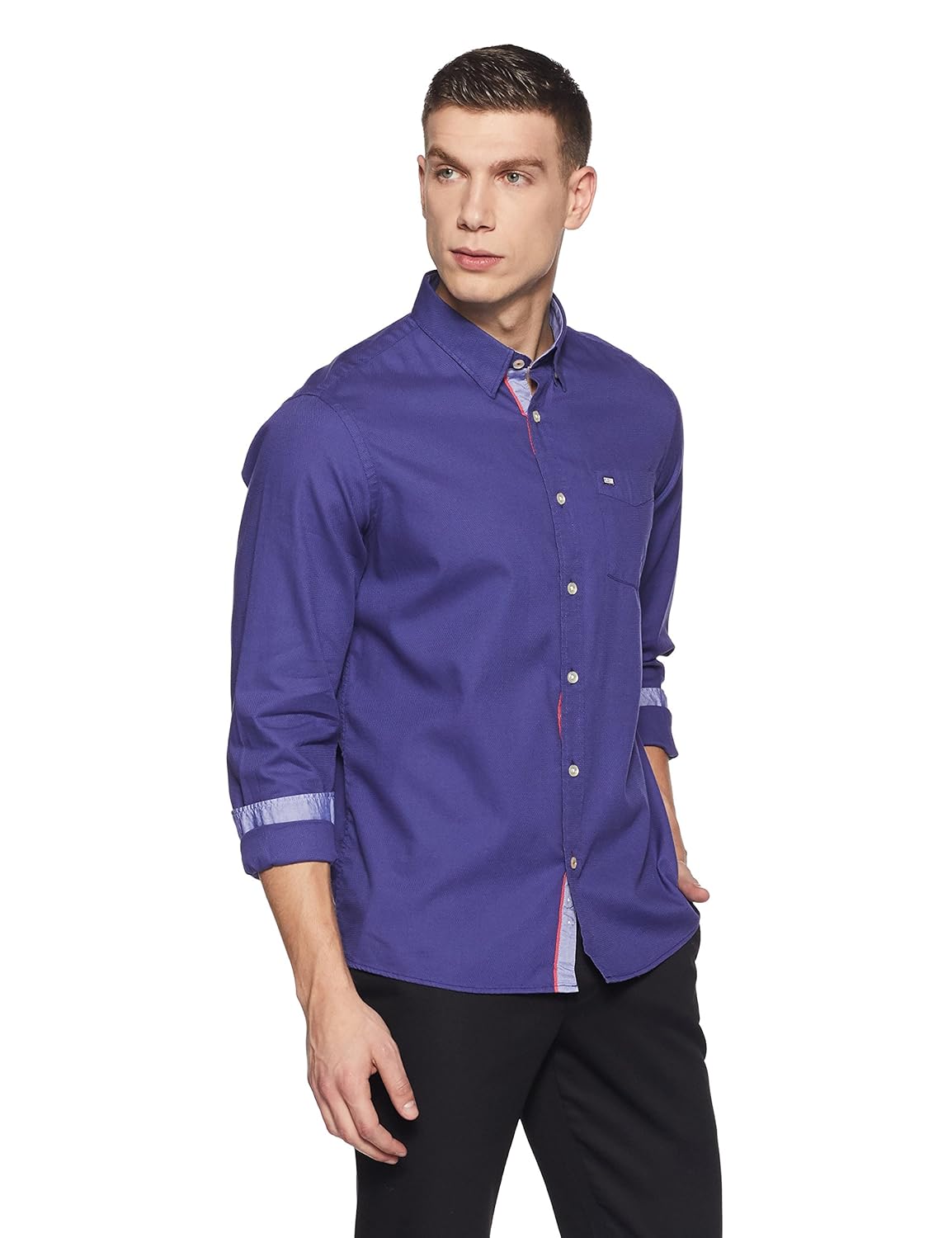 arrow sport men's plain slim fit cotton casual shirt