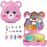 Polly Pocket x Care Bears Compact | 3 Micro Dolls, 12 Themed Accessories, Portable Travel Toy, Interactive Exterior