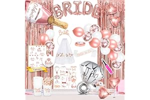 MOVINPE Bachelorette Party Decorations, Bride to Be Sash, Veil, Tiara, Photo Booth Props, Foil Curtains, Champagne Ring Ballo