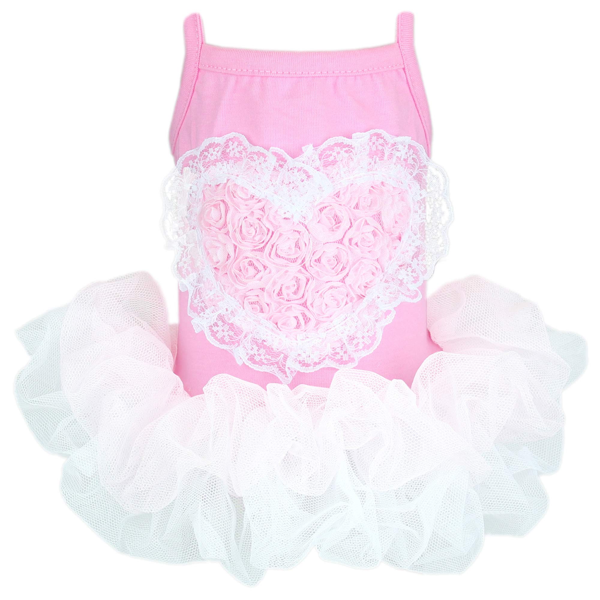 Parisian Pet Dog Clothes Cat Apparel Outfits Tutu Heart, Pink, M