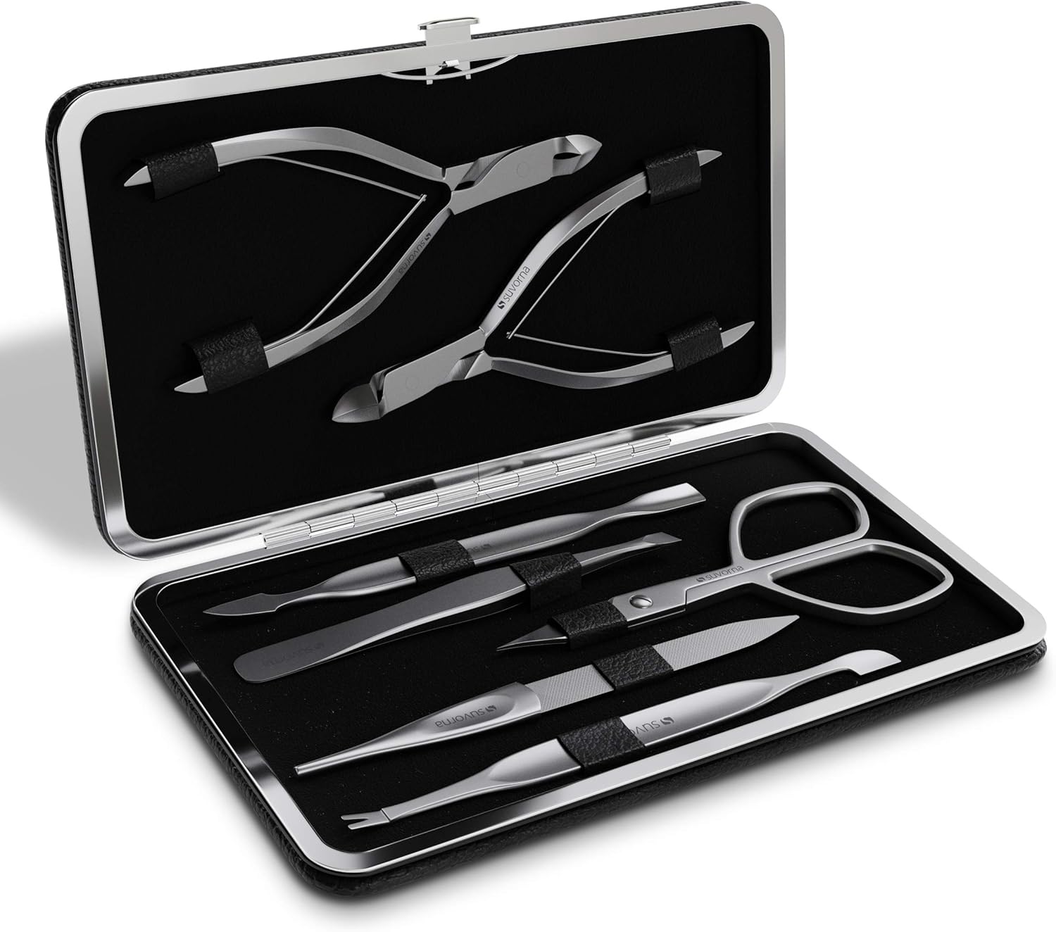 Suvorna Professional 7 Pieces Manicure Stainless Steel Kit Case, (Nail