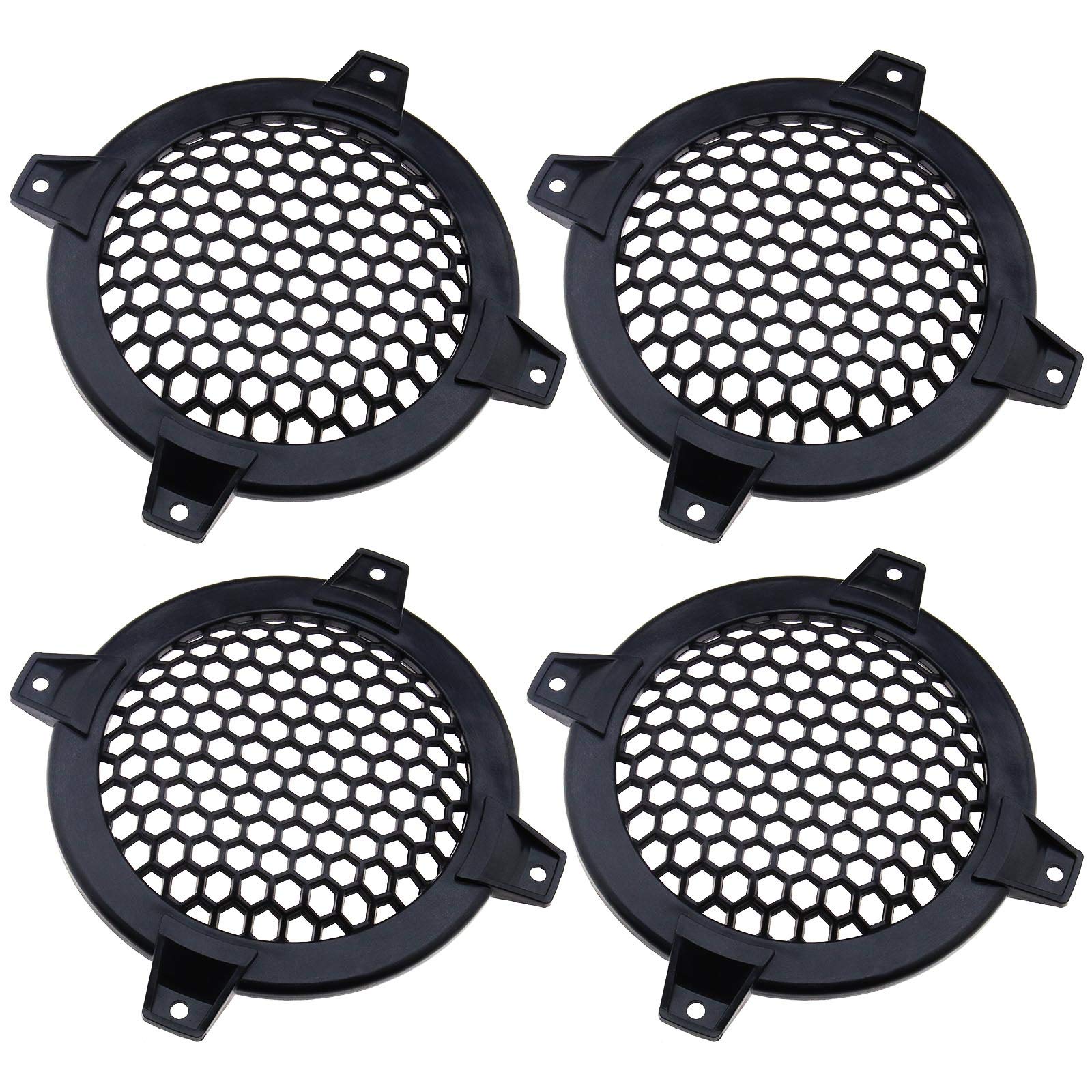 Create idea 4 Inch Car Speaker Grill Cover Guard Protector Plastic Mesh Protective Case Black Circle Subwoofer Net Covers Pack of 4