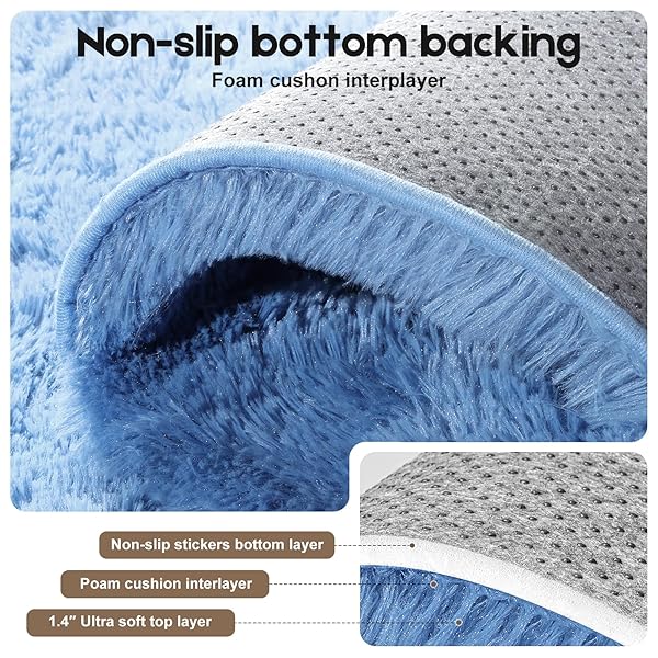 MHYUP BLUE AREA RUGS 9X12 LIVING ROOM BEDROOM, FLUFFY LARGE RUG SOFT SHAG NON-SLIP CARPET FOR KIDS BOYS AND GIRLS ROOM DORM HOME DECOR (9FT X 12FT)