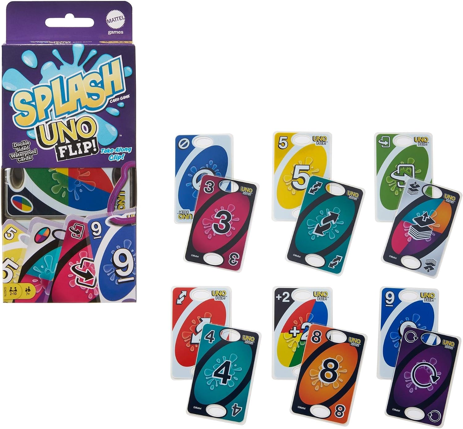 Mattel Games UNO Flip Splash Matching Card Game Featuring 112 Water Resistant 2-Sided Cards, Game Night