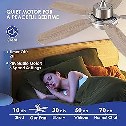Hounberi 50inch Brushed Nickel Ceiling Fan with