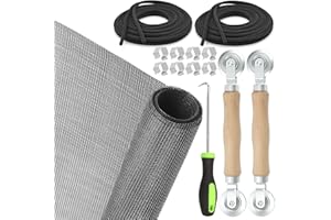 Rustark 14Pcs Gray Window Screen Door Repair Replacement Kit Includes 59"x106" Fiberglass Window Screen Mesh Spline Bearing R