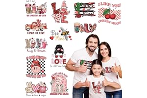 NANZHOO 12 Sheets Valentine's Day DTF Transfers Ready to Press Iron on Transfers for T-Shirts, Iron on Decals Heat Transfer Vinyl Iron on Decals Patches Transfers Stickers for Clothes Bag Pillow DIY Crafts
