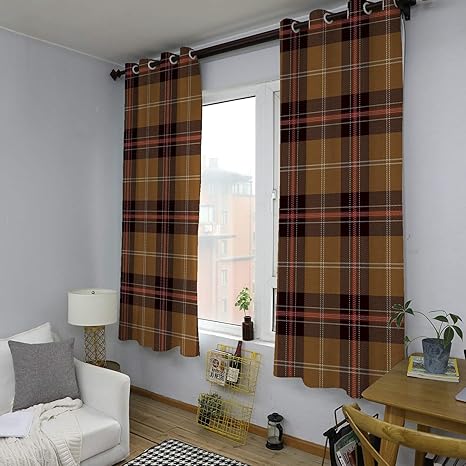 Mozenou Blackout Window Curtain Tartan Plaid Scottish Seamless
