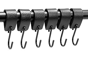 Brute Strength - Multifunctional Leather S-Hooks - Black - 24 Pieces - S Shaped Hooks - Coat Hook - Leather Hooks - Leather s Hooks - Black s Hooks - Kitchen Hooks