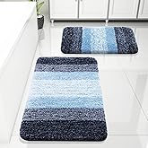 Arotive Bathroom Rugs Sets 2 Piece, Shaggy Soft and Absorbent Microfiber Bath Rugs, Non-Slip, Machine Washable Dry Bath Mats for Bathroom, 30x20 and 24x16, Blue