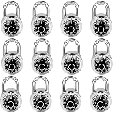 Combination Lock, LQYN Dial Combination Padlock, Pack of 12; Black | 2 in Wide Combo Lock with Preset 3-Digit Code, for School, Gym &amp; Locker, Toolbox, Gate