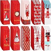 Cholemy 50 Pcs Christmas Wine Bottle Gift Bags Bulk Christmas Wine Champagne Bags with Handles for Bottles Gift Wrapping Holiday Party Favors (Classic)