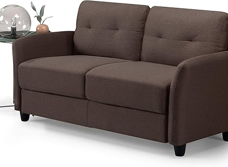 zinus ricardo loveseat sofa tufted cushions easy tool free assembly chestnut brown
