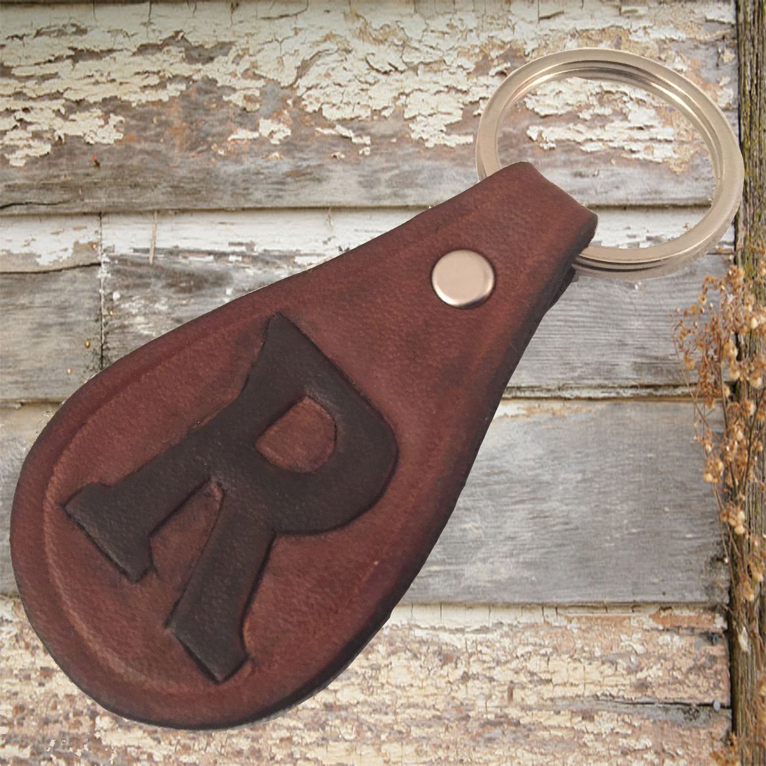 Handmade tooled carved personalized alphabet letter genuine