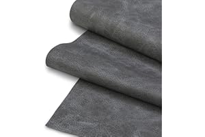 SARANDAVE Faux Leather Upholstery Fabric, Thick Durable Synthetic Leather Vinyl, Soft Touch Distressed DIY and Craft Material - Individual 1 Yard Cut 36"x54" (Grey)