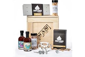 Man Crates Grill Master Crate with Wood Chips, Smoker Box, Thermometer, Tenderizer, Sauce and Rubs