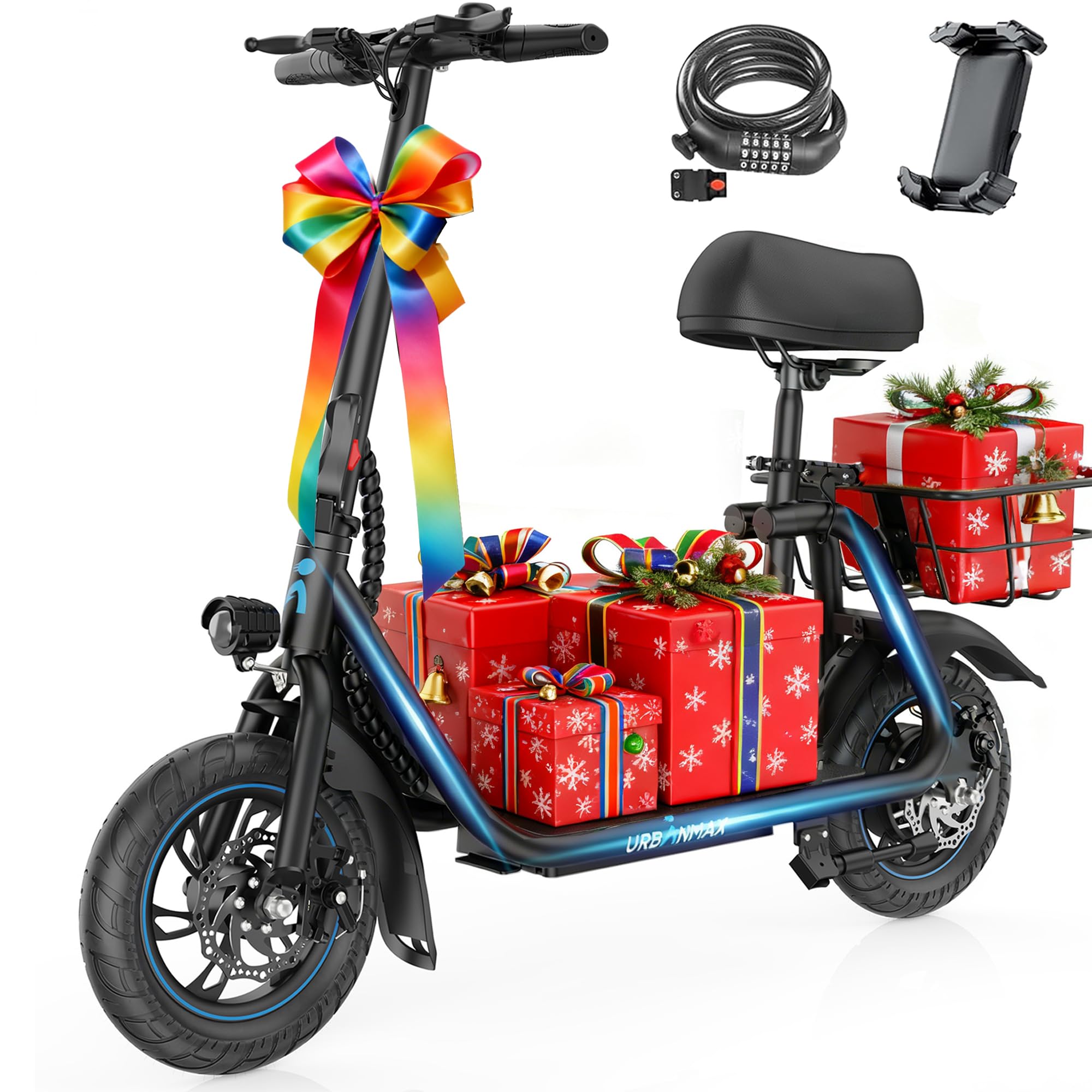 Photo 1 of URBANMAX C1 Electric Scooter with Seat, 450W Powerful Motor up to 20 Miles Range, Folding E-Scooter for Adult Max Speed 15.5 Mph, Electric Scooter for Commuting with Basket for Pets & Cargo,