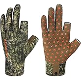 BASSDASH Unisex Fingerless Camo Hunting Gloves for Men's Women's Early Season Warm Weather UPF 50+ Lightweight Fishing Photography HG03