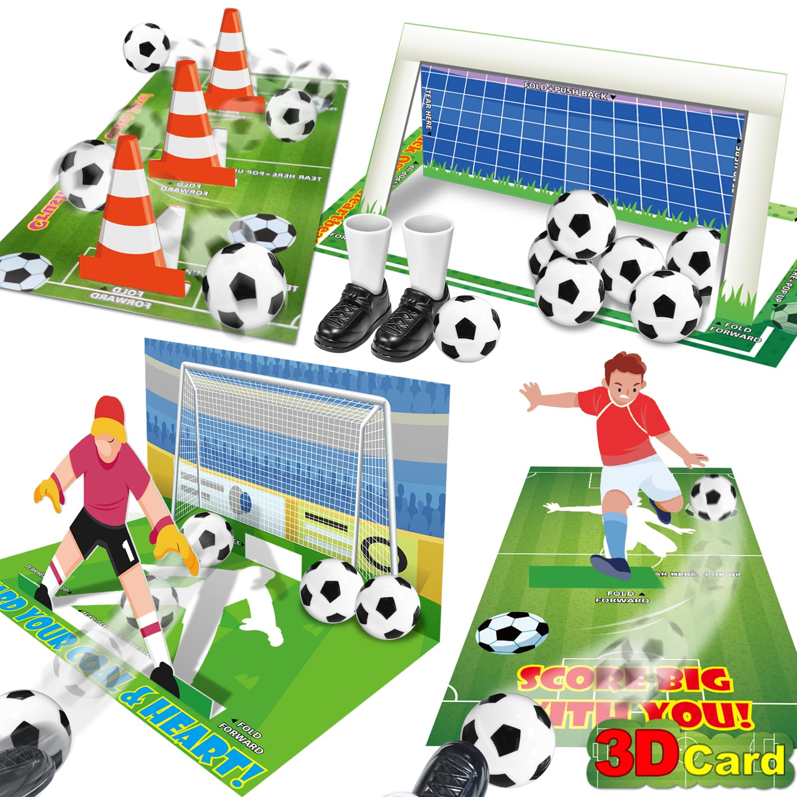 Photo 1 of [3D Goal Cards]24 Pack Valentines Day Gifts for Kids Finger Soccer Game with Valentines Day Cards for Kids School,Football Balls Tabletop Game for Party Favors Toddles Boys Girls Class Exchange Prizes