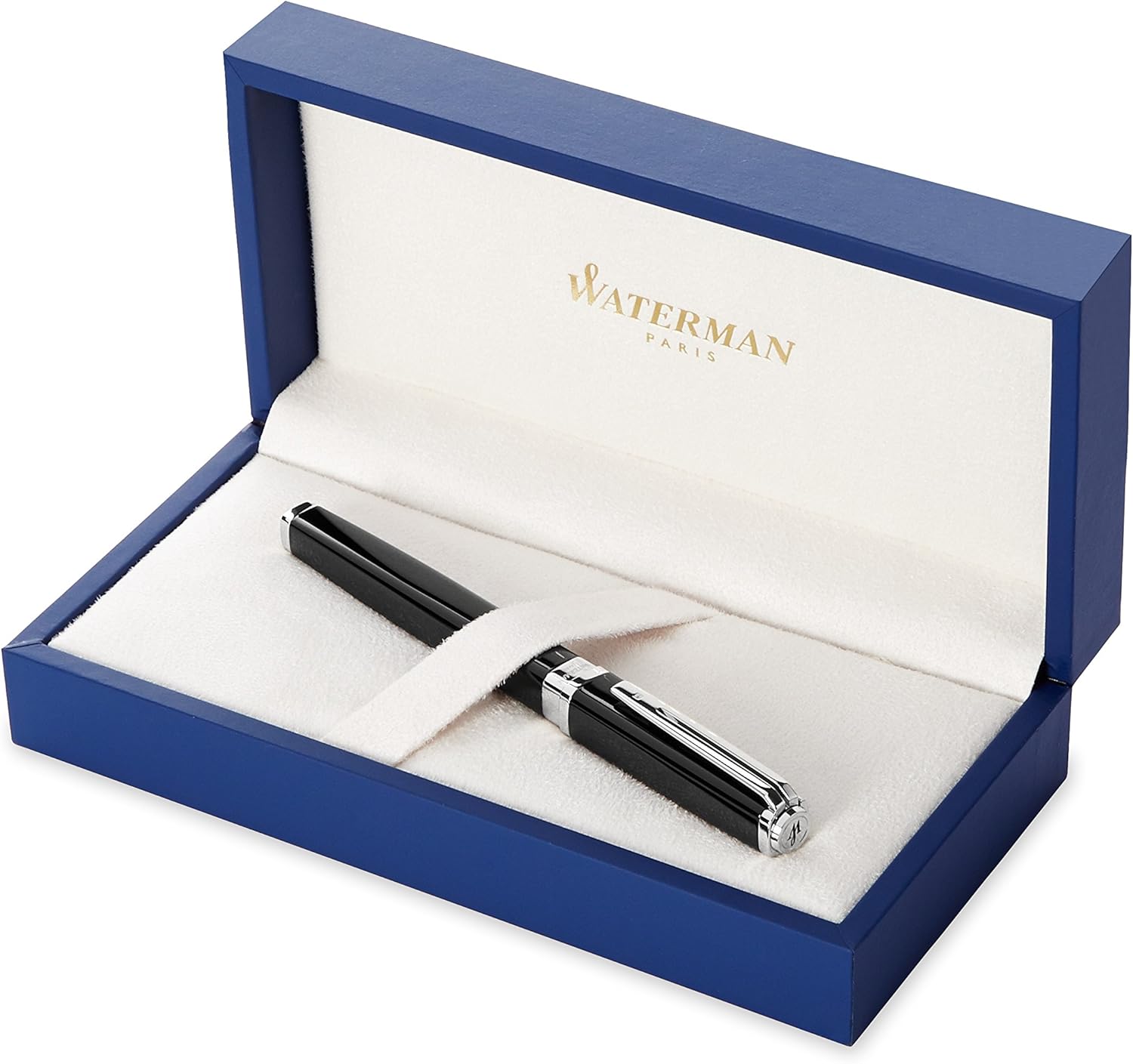 Waterman Exception Fountain Pen, Slim Black with Silver Plated Clip