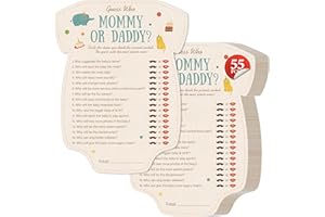 GETHELUD 55PCS Baby Shower Games, Guess Who Mommy or Daddy Game Cards Fun Baby Shower Party Supplies-Gender Neutral for Girls or Boys