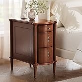STO'SENSE Nightstand w/Charging Station & 3 Drawers, Pre-Assembled, Vintage Side Table w/Antique-Finished Pulls, Rustic Wood 