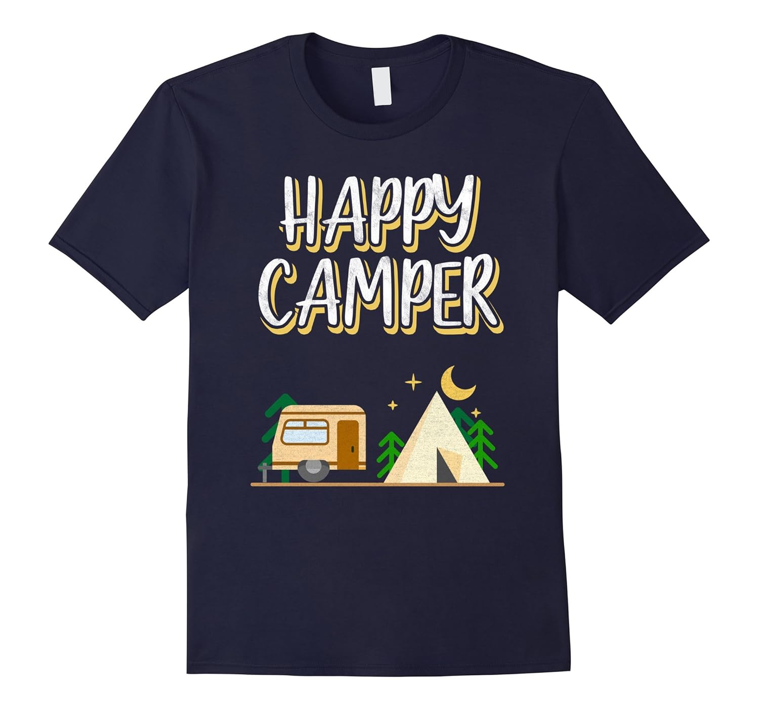 Happy Camper Camping T-shirt - Outdoors Camping Tent Tee-ANZ