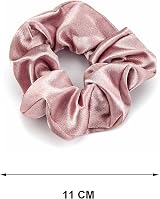 DTXLX 2Pcs Silk Scrunchies Women Premium Satin Ponytail Holder Hair Ties Pink view 2