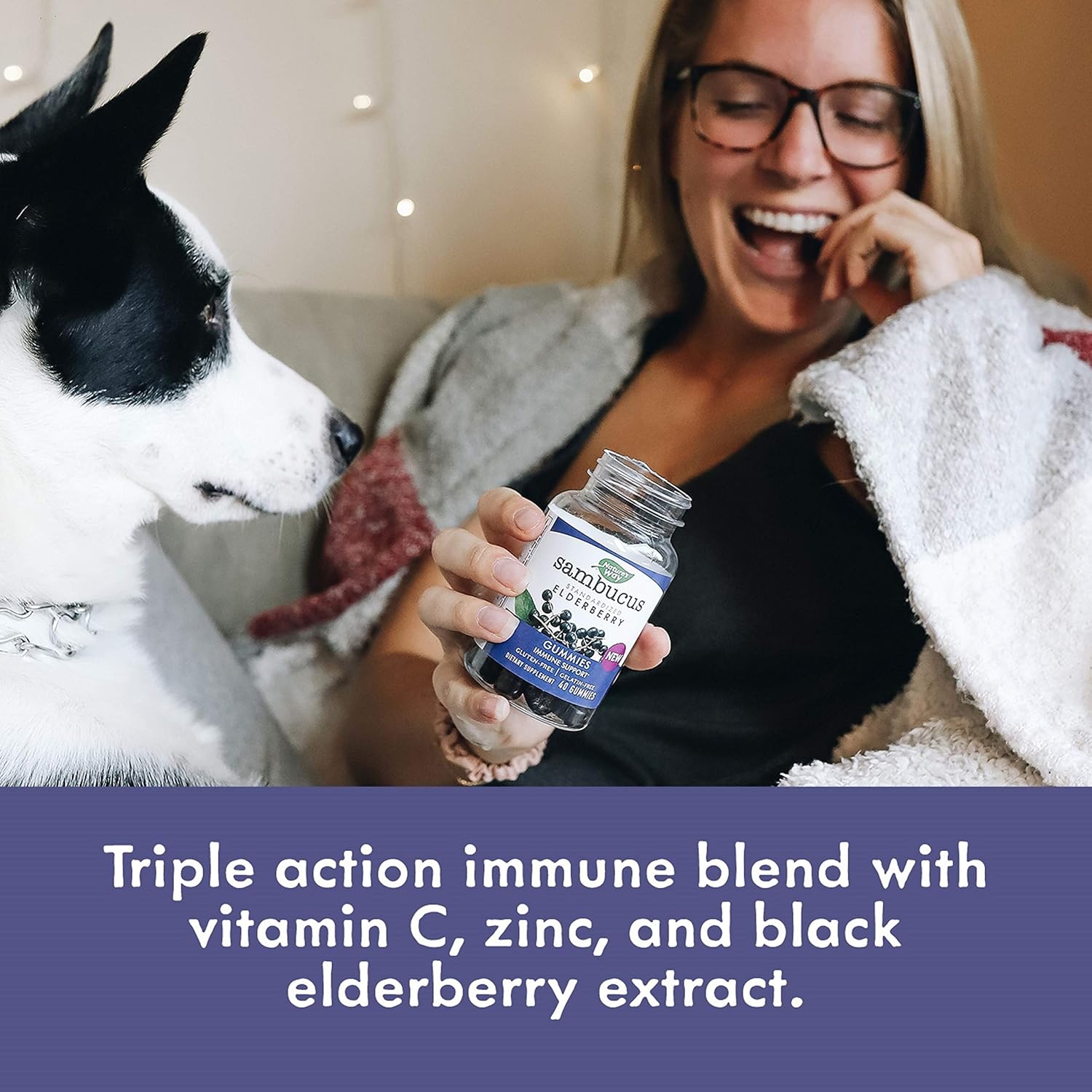 Nature's Way, Sambucus Elderberry, 3200 mg per Serving, Immune Support, with Vitamin C and Zinc, Gluten Free - Image 3