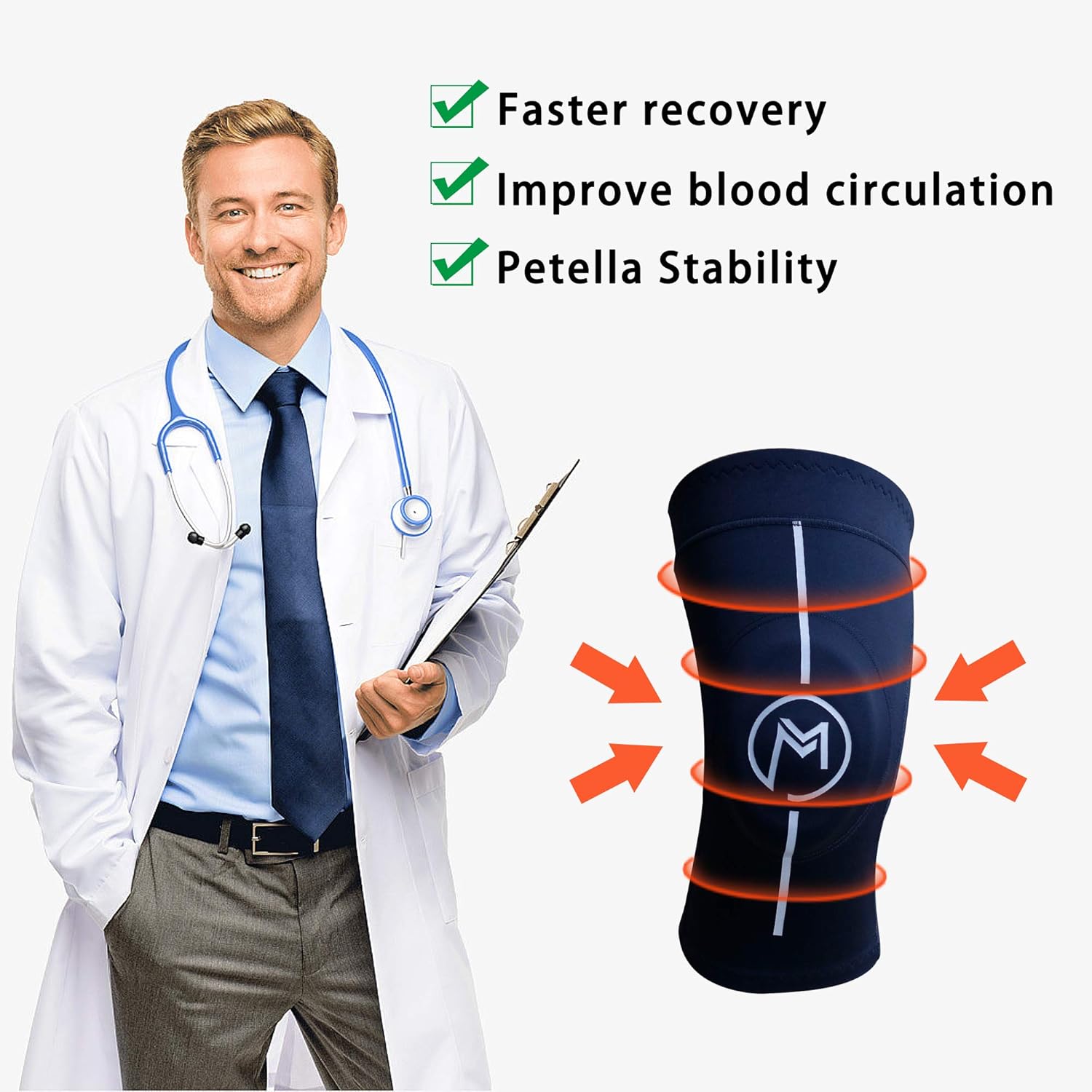 Knee Compression Sleeve - Knee Brace with Patella Gel Pads - Knee Support for Men & Women Meniscus Tear Arthritis Joint Pain Relief Injury Recovery Single Pack: Industrial & Scientific