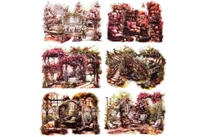 MiyouLuna 60Pcs PET Scrapbook Stickers, Vintage & Aesthetic Stickers for Scrapbooking, DIY Crafts, Waterproof Journaling Supplies & Junk Journal Ephemera, with Sticker Organizer