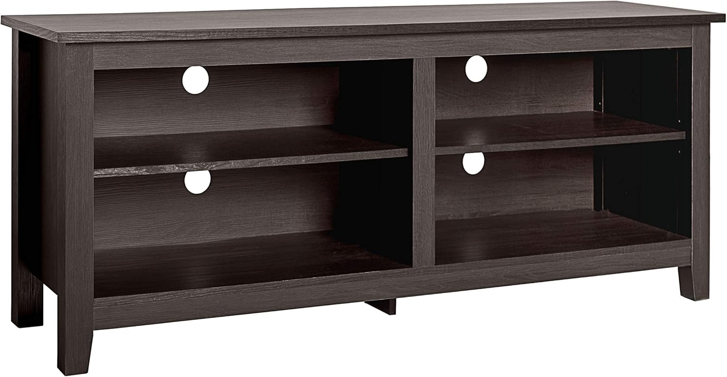 Walker Edison Furniture Minimal Farmhouse Wood Universal Stand for TV's up to 64" Flat Screen Living Room Storage Shelves Entertainment Center, 58 Inch, Espresso: Furniture & Decor
