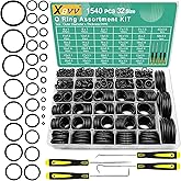 XBVV 1540 Pcs 32 Size O-Rings Kit Nitrile Rubber O Ring Assortment with 4 Hook Set for Various Car Auto Vehicle Repair Plumbi