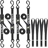 Ayaport Cam Buckle Tie Down Straps 8ft 1250lbs Break Strength 4 pcs Securing Straps with S Hooks for Motorcycle, Car, Truck, Dirt Bike