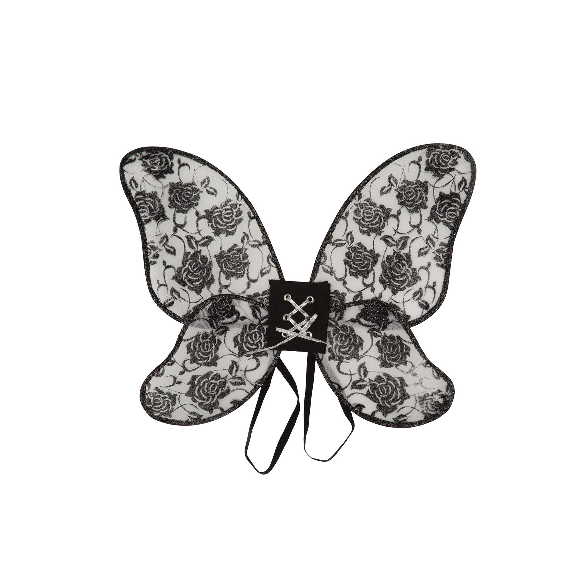 Bristol Novelty BA515 Rose Wing Black Glitter, Womens, One Size