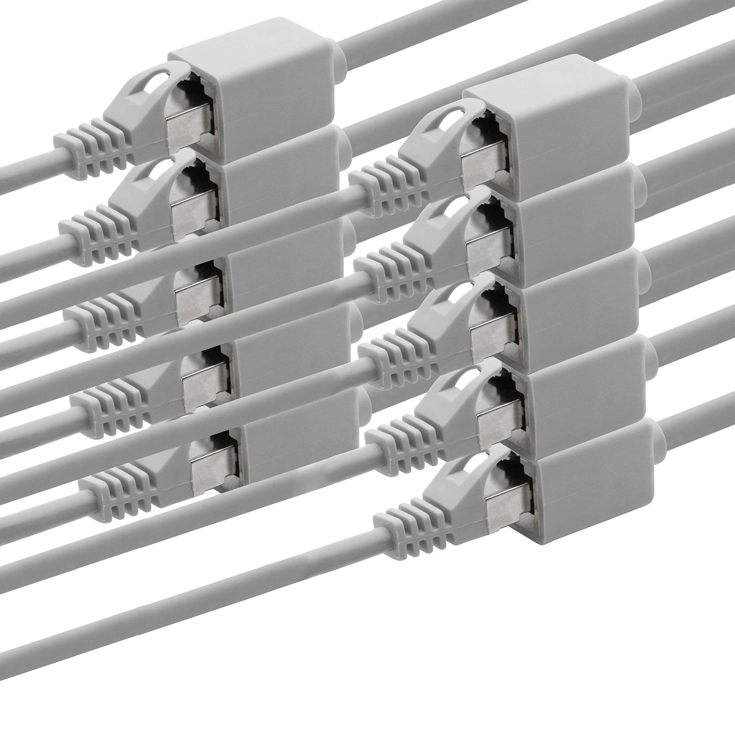 1aTTack.de 618364 CAT7 Cat.7 extension adapter - 1m - Ethernet cable Lanka cable network cable 10 Gb/s raw cable with (RJ45) Cat6a plug socket 10 pieces - gray