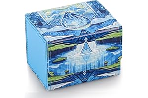 UAONO Deck Box for MTG Cards, Trading Card Storage Box Holds 120+ Sleeved Commander Deck, PU Leather Card Box Suits TCG Magic Cards with Two Dividers (Blue,Drop)