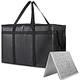 Bodaon Insulated Food Delivery Bag With Hard Bottom, XXXL Pizza Cooler Bags, Rideshare Delivery Bag, Grocery Shopping and Catering Thermal Cold/Hot Styrofoam Carrier for Travel/Car