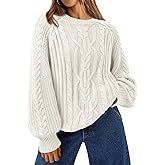 Trendy Queen Women's Oversized Cable Knit Crewneck Fall Pullover Sweaters