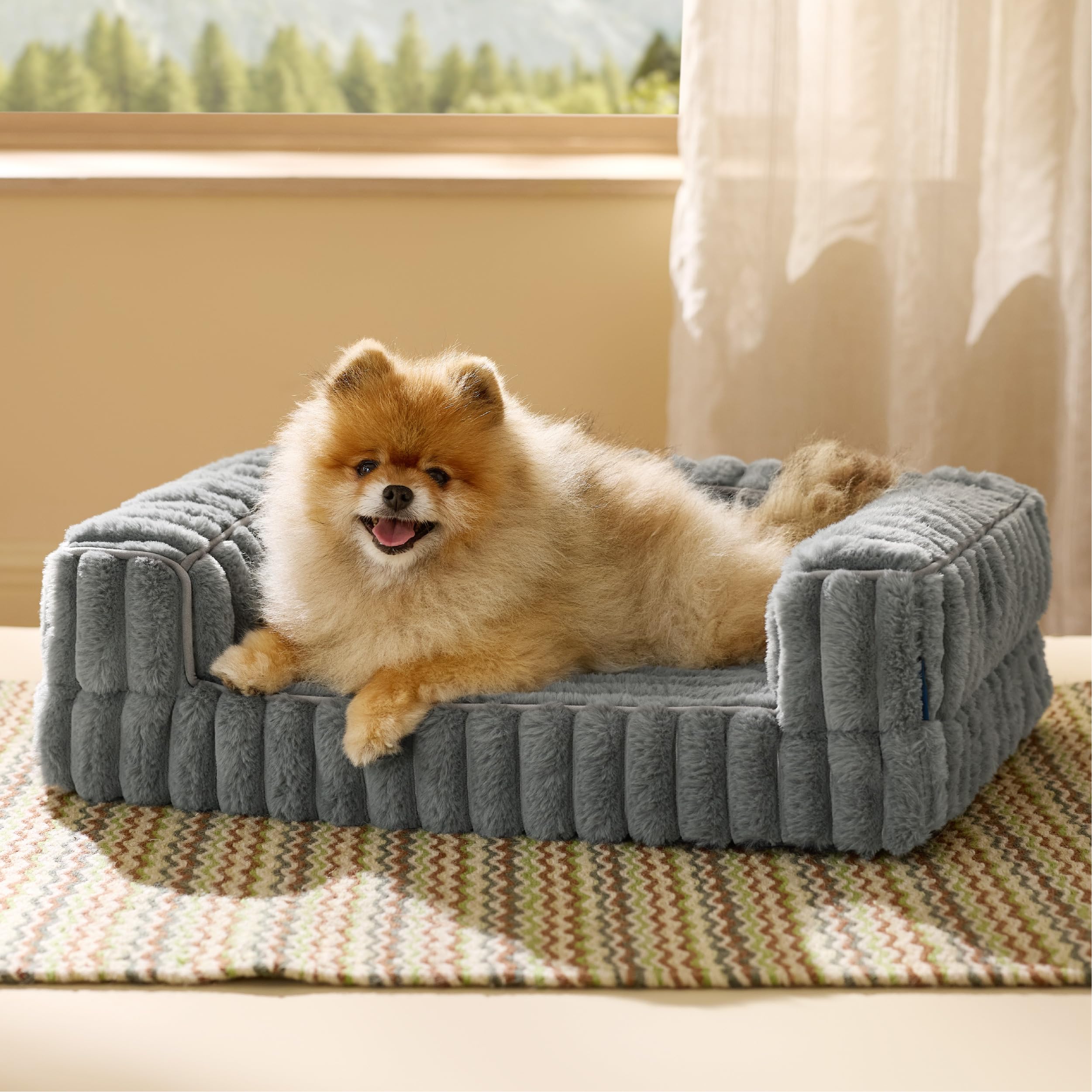 Photo 1 of Bedsure Orthopedic Dog Bed for Small Dogs, Waterproof Memory Foam Small Pet Beds with Sides, Non-Slip Bottom and Egg-Crate Foam Medium Dog Couch Sofa with Washable Removable Corduroy Cover, Grey