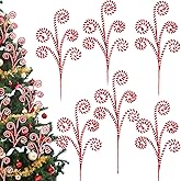 RINOLY 6 Pcs Christmas Tree Topper,17 in Red and White Candy Cane Christmas Tree Picks, Gingerbread Tree Picks Christmas Tree Decorations Candy Cane Ornaments Holiday Decors Vase Filler