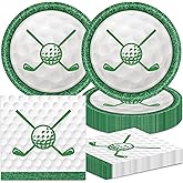 Golf Party Decorations 40Pcs Green Plates and Napkins for Retirement Theme Party Supplies Birthday Decor Golf Birthday Decorations Serve 20