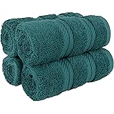 American Soft Linen Luxury Washcloths for Bathroom, 600 GSM 100% Cotton 4 Piece Turkish Wash Cloth Set, 13x13 in Soft Rags for Body and Face, Teal Washcloths
